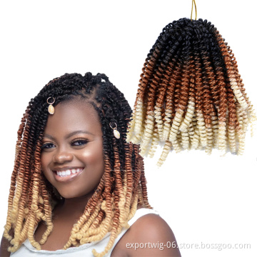 Synthetic Ombre Spring Twist Braiding Hair 30 Strands 8 inch Crochet Braids Hair Extensions Braids passion twist water wave hair